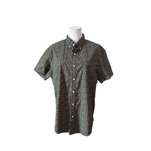 J. Crew Collared Classic Flex Washed Green Floral Shirt LARGE‎ Normcore Masc